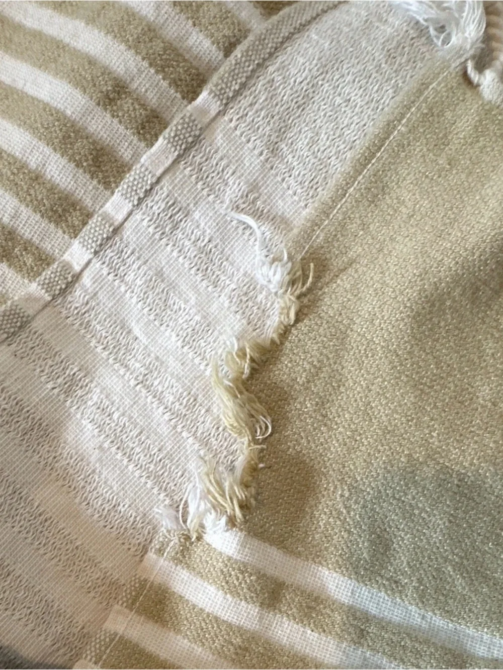 Peacock Alley Soft Cream Striped Cotton Throw